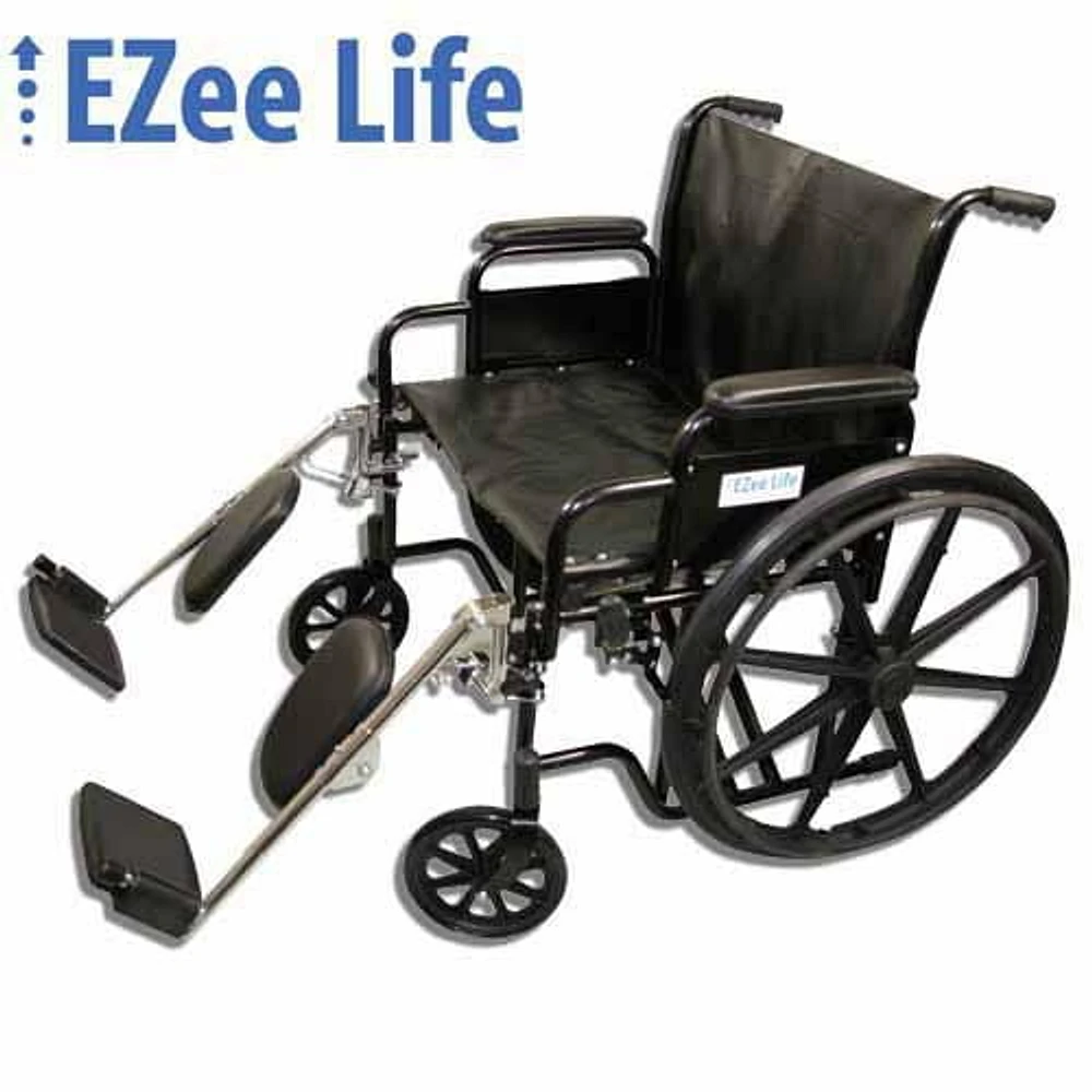 Fauteuil roulant robuste Ezee Life - Largeur de siège de 24 po avec Appuis-jambes élévateurs