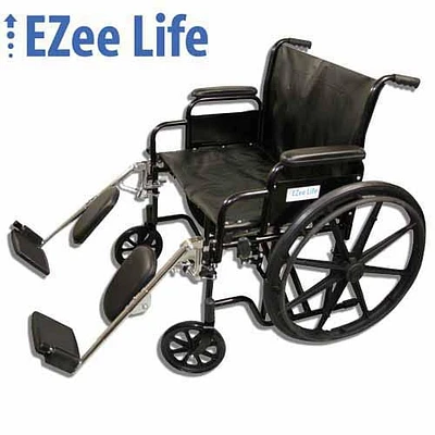 Fauteuil roulant robuste Ezee Life - Largeur de siège de 24 po avec Appuis-jambes élévateurs