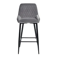 Homylin Modern Counter Height Bar Stools Set of 2, 29" Upholstered Bar Chairs Dining Stool with Backs, Black Metal Legs and Footrest for Home Bar Kitchen Island