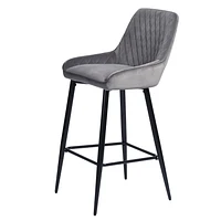 Homylin Modern Counter Height Bar Stools Set of 2, 29" Upholstered Bar Chairs Dining Stool with Backs, Black Metal Legs and Footrest for Home Bar Kitchen Island