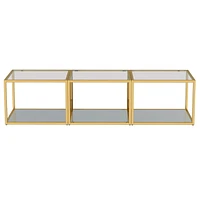 Contemporary Metal and Glass Small Coffee Table Set of 3 - Gold