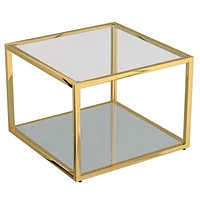 Contemporary Metal and Glass Small Coffee Table Set of 3 - Gold