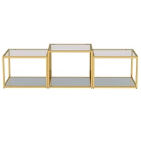 Contemporary Metal and Glass Multi-Tier Coffee Table Set of 3 - Gold