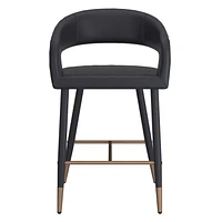 Modern Faux Leather and Metal 26" Counter Height Stool, Set of 2 - Black