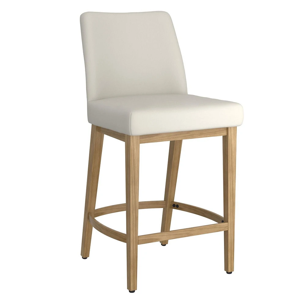 Modern Fabric and Metal 26" Counter Stool, Set of 2 - Beige and Natural