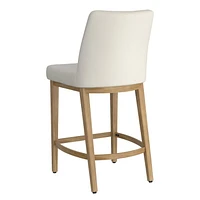 Modern Fabric and Metal 26" Counter Stool, Set of 2 - Beige and Natural