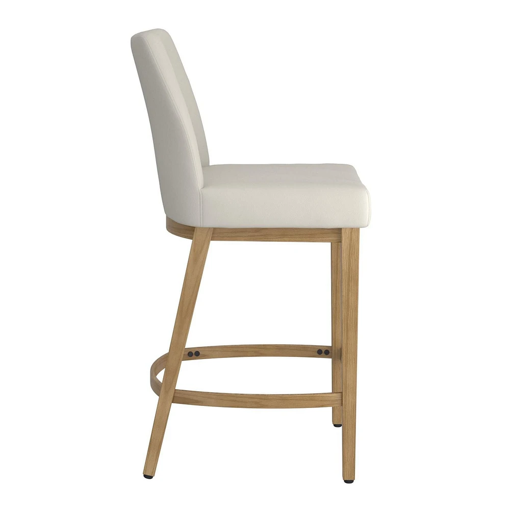 Modern Fabric and Metal 26" Counter Stool, Set of 2 - Beige and Natural