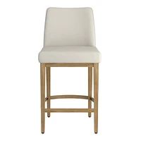 Modern Fabric and Metal 26" Counter Stool, Set of 2 - Beige and Natural