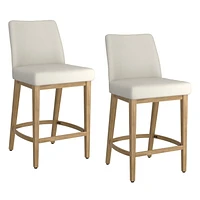 Modern Fabric and Metal 26" Counter Stool, Set of 2 - Beige and Natural