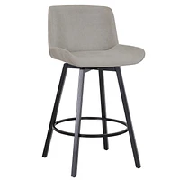 Modern Fabric and Metal 26" Counter Stool with Swivel, Set of 2 - Grey and Black