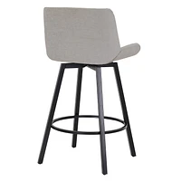 Modern Fabric and Metal 26" Counter Stool with Swivel, Set of 2 - Grey and Black