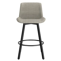 Modern Fabric and Metal 26" Counter Stool with Swivel, Set of 2 - Grey and Black