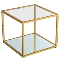 Contemporary Metal and Glass Multi-Tier Coffee Table Set of 3 - Gold