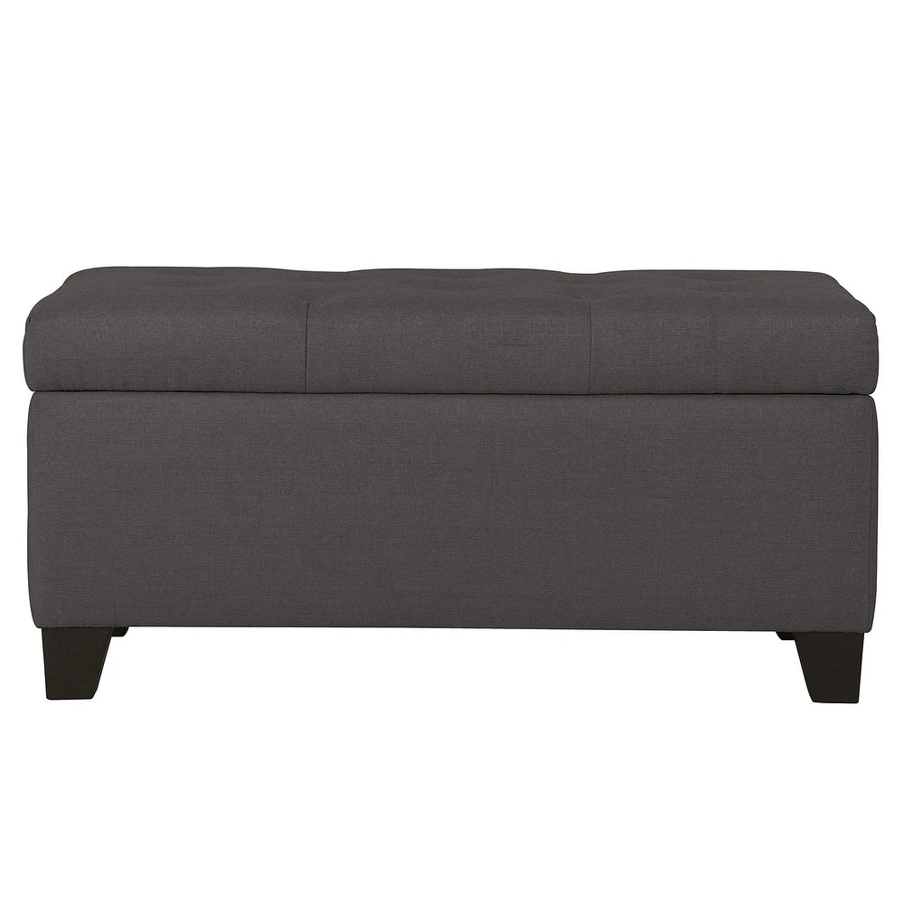 Modern Fabric-Upholstered Rectangular Storage Ottoman Bench - Charcoal