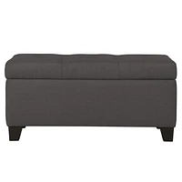 Modern Fabric-Upholstered Rectangular Storage Ottoman Bench - Charcoal