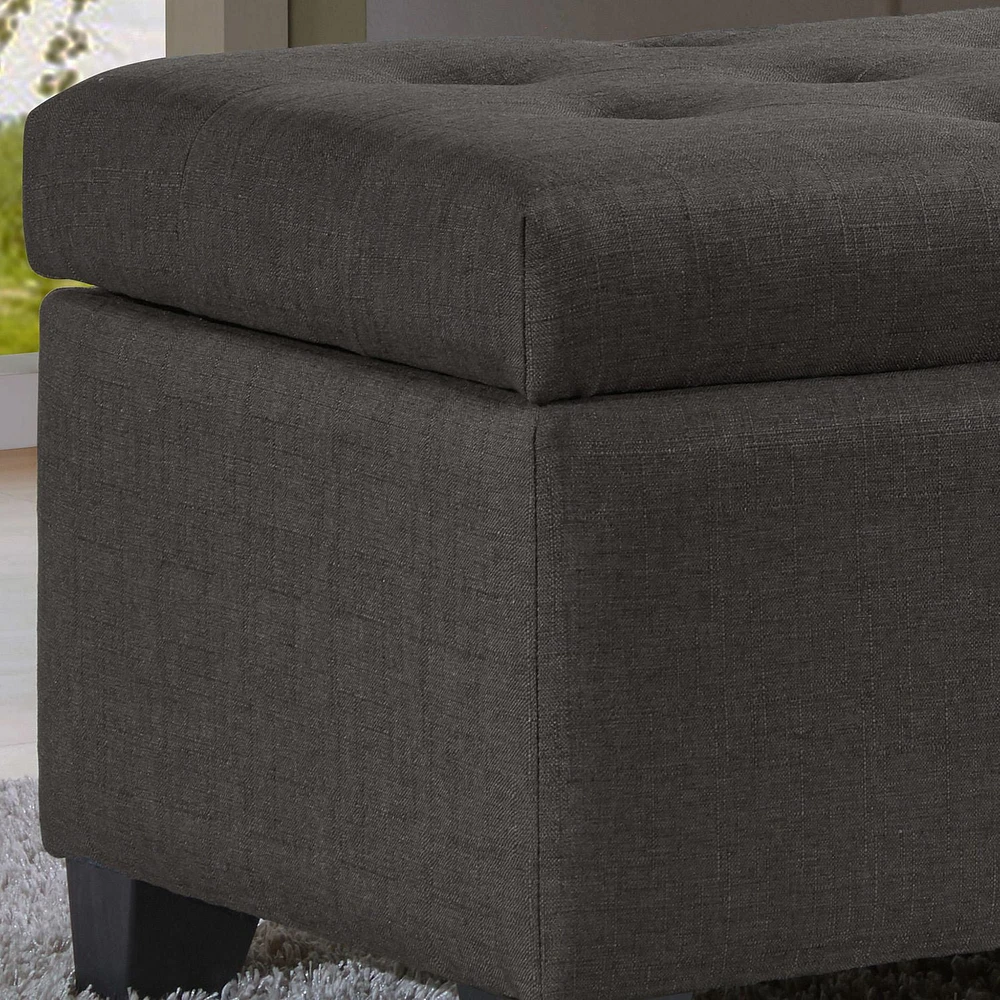 Modern Fabric-Upholstered Rectangular Storage Ottoman Bench - Charcoal