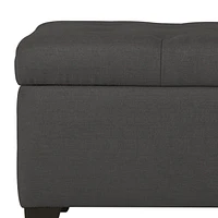 Modern Fabric-Upholstered Rectangular Storage Ottoman Bench - Charcoal