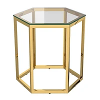 Contemporary Metal and Glass Accent Table, Set of 3 - Gold