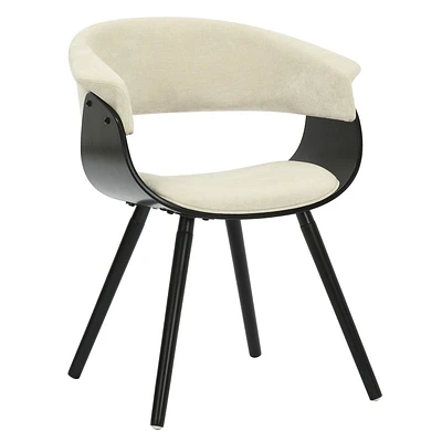 Mid-Century Fabric and Bentwood Accent/Dining Chair - Beige and Black