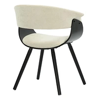 Mid-Century Fabric and Bentwood Accent/Dining Chair - Beige and Black