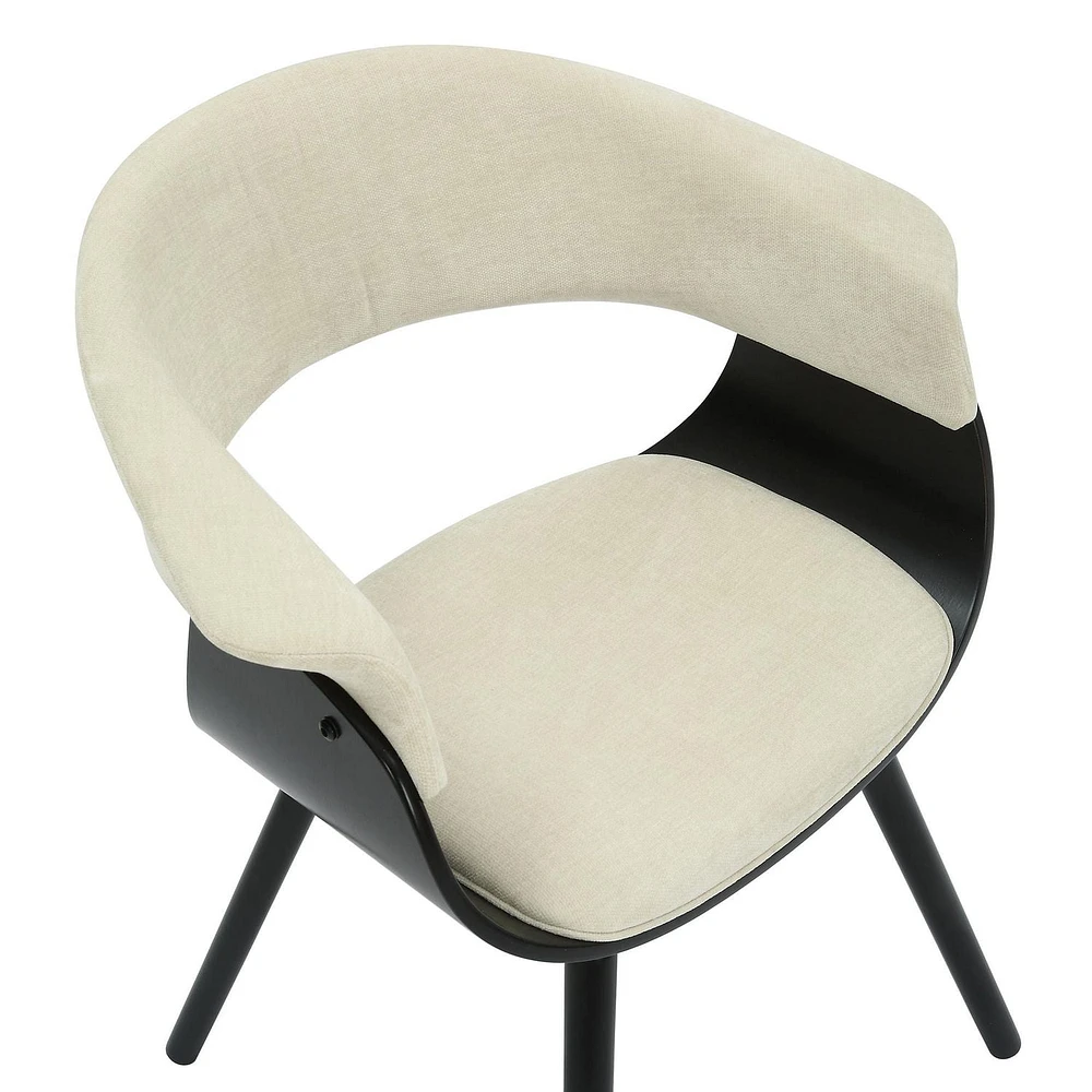 Mid-Century Fabric and Bentwood Accent/Dining Chair - Beige and Black