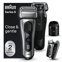 Braun Series 8 Electric Shaver for Men, with 4+1 Shaving Elements & Precision Long Hair Trimmer, 5in1 SmartCare Center, Close & Gentle Even on Dense Beards, PowerCase for Mobile Charging, Wet & Dry Electric Razor with 60min Runtime, 8577cc Galvano Silver