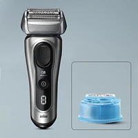 Braun Series 8 Electric Shaver for Men, with 4+1 Shaving Elements & Precision Long Hair Trimmer, 5in1 SmartCare Center, Close & Gentle Even on Dense Beards, PowerCase for Mobile Charging, Wet & Dry Electric Razor with 60min Runtime, 8577cc Galvano Silver