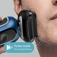 Braun Electric Shaver for Men, Series 6 6120s, Wet & Dry Shave, Turbo & Gentle Shaving Modes, Foil Shaver, Engineered in Germany, With Precision Trimmer & Pouch, Blue, 1CT