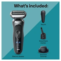 Braun Electric Shaver for Men, Series 7 7171cc, Wet & Dry Shave, Turbo & Gentle Shaving Modes, Waterproof Foil Shaver, Engineered in Germany, Clean & Charge SmartCare Center included, with Precision Trimmer, Space Grey