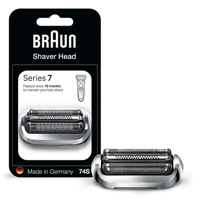 Tête de rechange pour rasoir électrique Braun Series 7, fixez facilement votre tête de rasoir pour un rasage aussi efficace que le premier jour, compatible avec les rasoirs Series 7 de nouvelle génération, 74S, argent