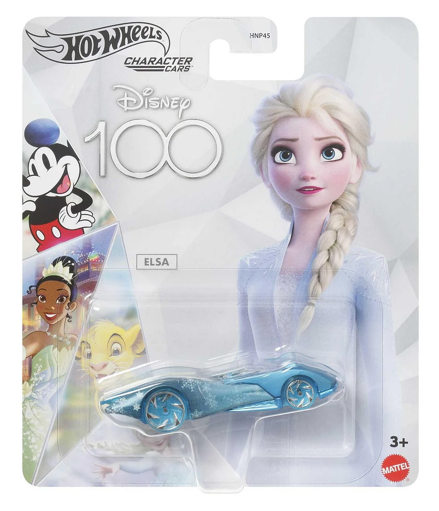 Hot Wheels Disney 100 Elsa Character Car, 1:64 Scale Collectible Toy Car