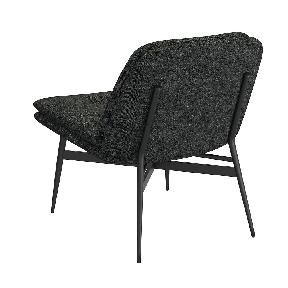 Modern Fabric and Metal Accent Chair - Charcoal and Black