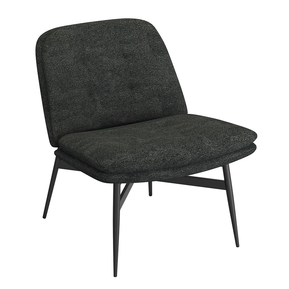 Modern Fabric and Metal Accent Chair - Charcoal and Black