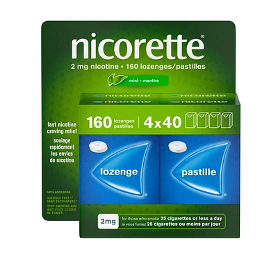 Nicorette Mint 2mg Lozenges, Quit Smoking Aid, NRT, Nicotine Replacement Products, Craving Relief, Mint Flavoured, 160 Pack