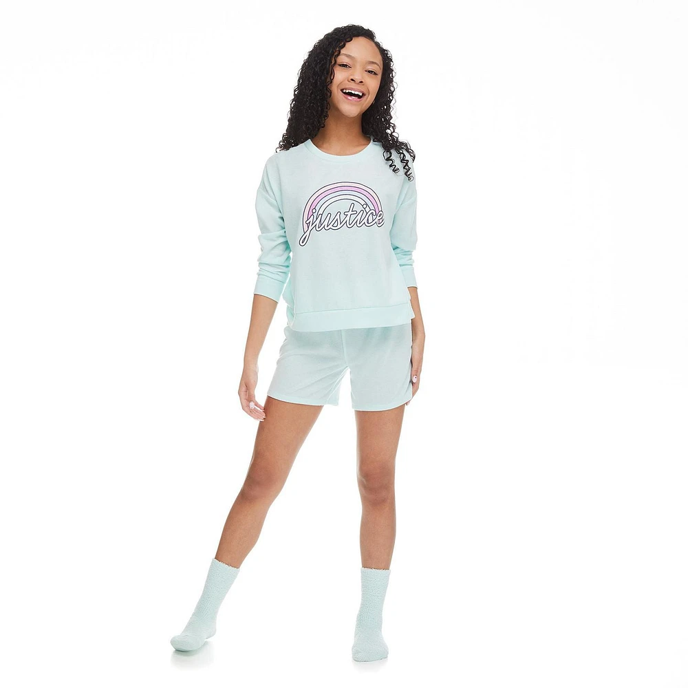 Pyjama 3 pièces avec caleçon boxer et chaussettes Justice pour filles