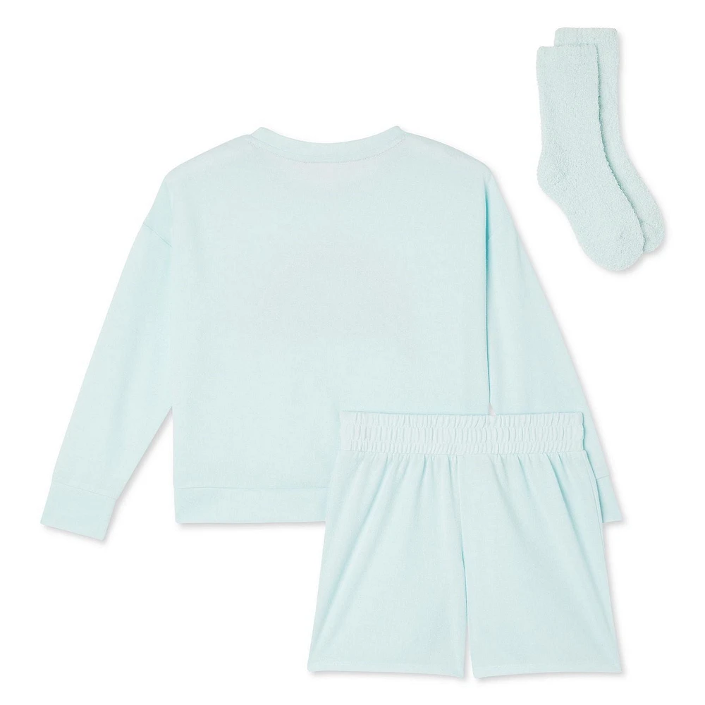Pyjama 3 pièces avec caleçon boxer et chaussettes Justice pour filles