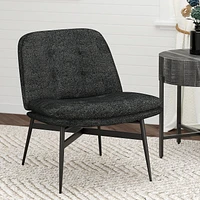 Modern Fabric and Metal Accent Chair - Charcoal and Black