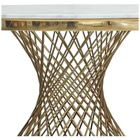 Heavenly Collection White Marble Dining Table with gold finish base