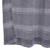 Caricia Home Erra Striped Faux Linen Semi Sheer Geometric Grommet Curtain Panel, 54 x 84, Dark Grey / Ivory