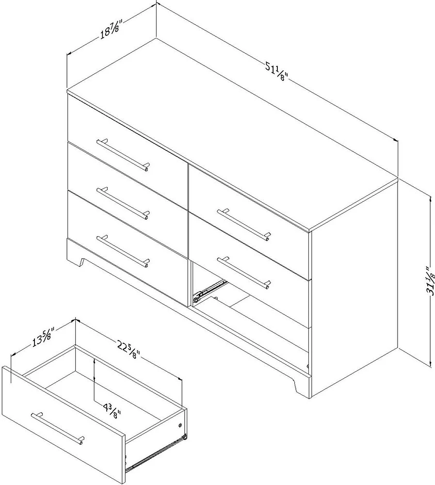 South Shore Primo 6-Drawer Double Dresser