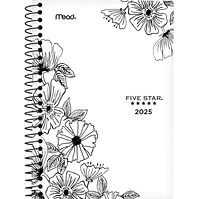 Five Star 12M Small Blk & Wht Floral Planner '25, Planner