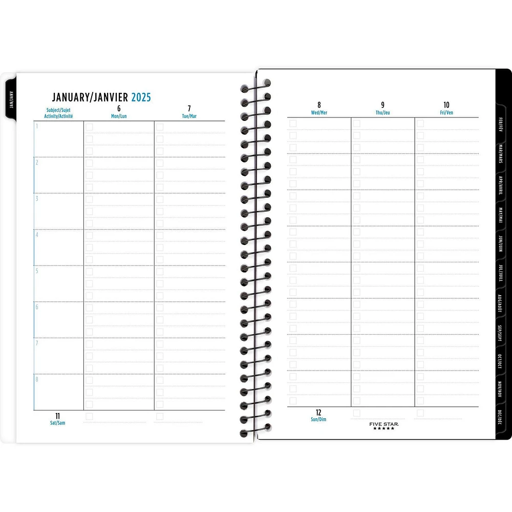 Five Star 12M Small Blk & Wht Floral Planner '25, Planner