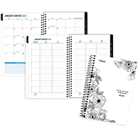 Five Star 12M Small Blk & Wht Floral Planner '25, Planner