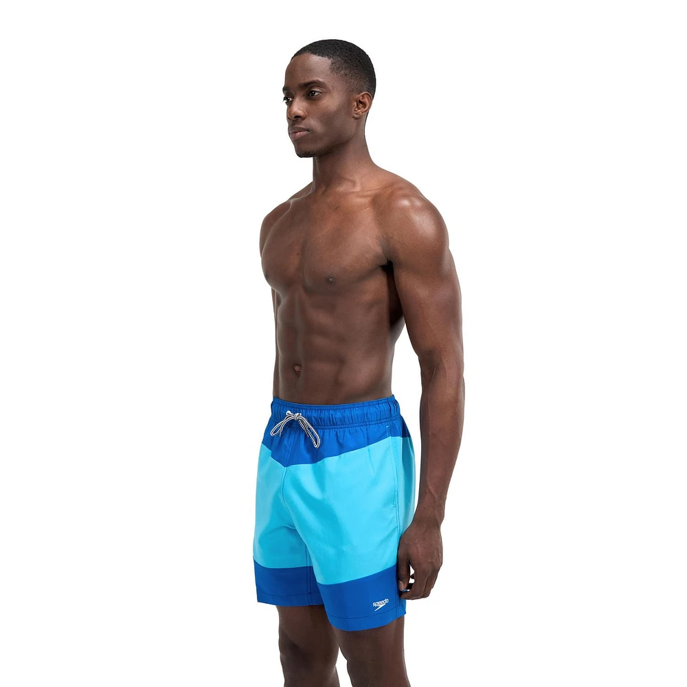 Short de volley 18 po avec chevrons et blocs de couleurs Speedo pour hommes Tailles P-2XL