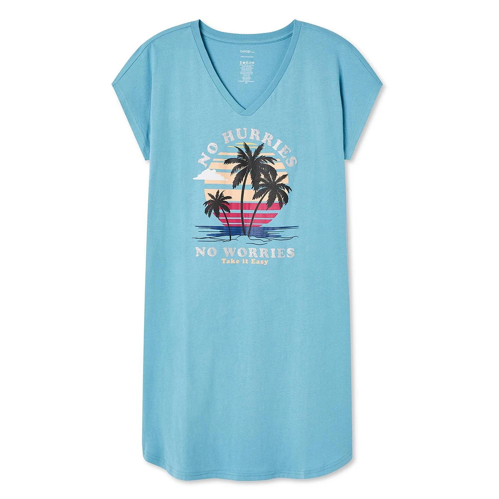 George Women's V-Neckline Nightshirt, Sizes S-XL