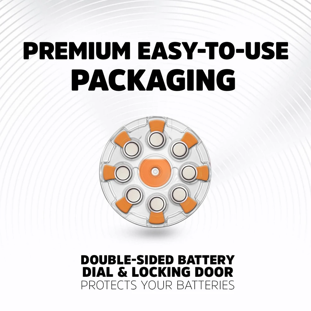 Energizer Ez Turn & Lock Size 13, 8-Pack, Orange, Pack of 8 batteries