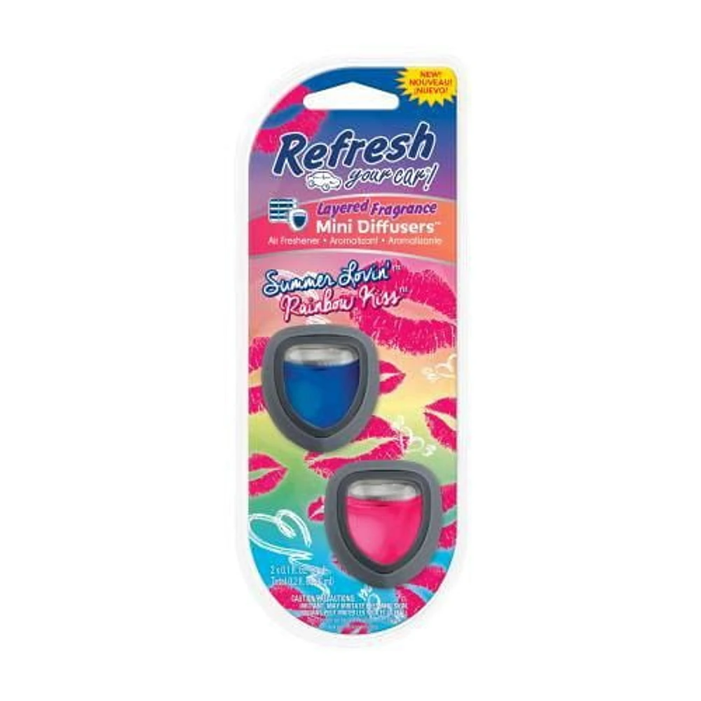 Refresh your car! Refresh Your Car Mini Diffusers, Summer Lovin' & Rainbow Kiss