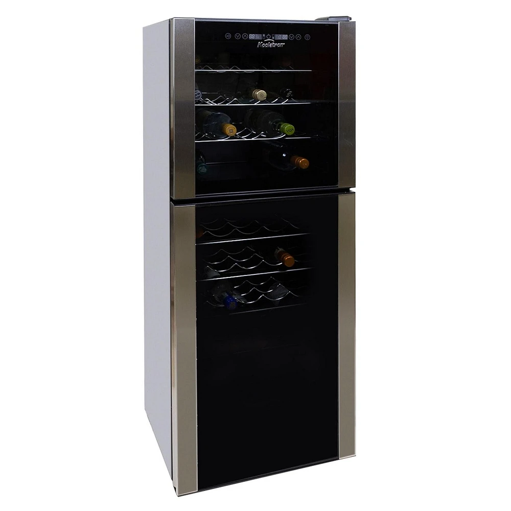 Koolatron 45 Bottle Dual Zone Wine Cooler Freestanding Wine Fridge