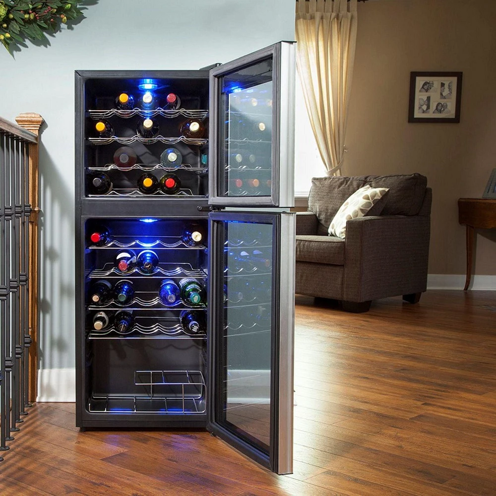 Koolatron 45 Bottle Dual Zone Wine Cooler Freestanding Wine Fridge