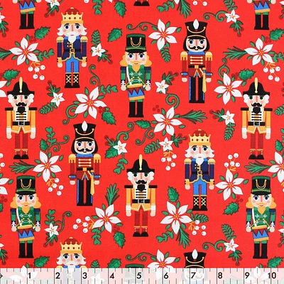 Fabric Creations  Red Nut Cracker Cotton Fabric by the Metre 107 cm (42")